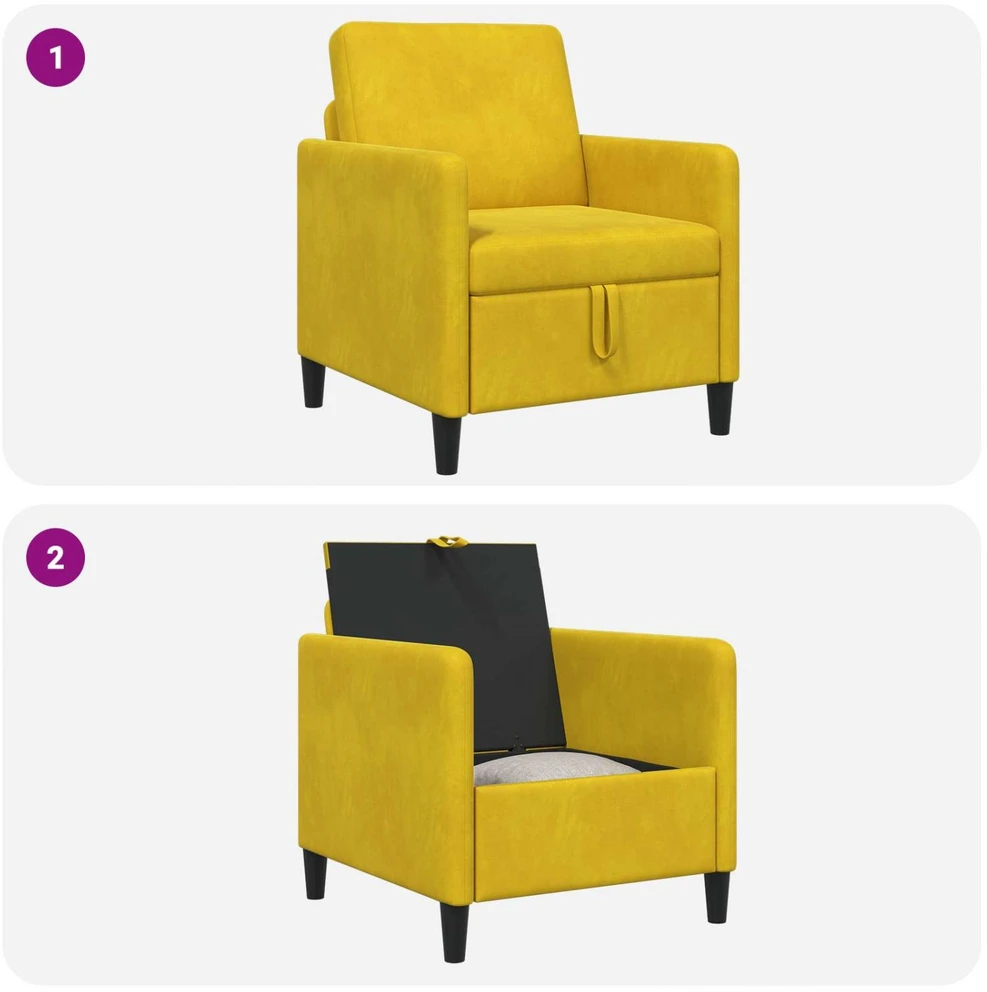 Sofa su saugojimo vieta Geltona 72 x 78 x 87 cm Poliesteris