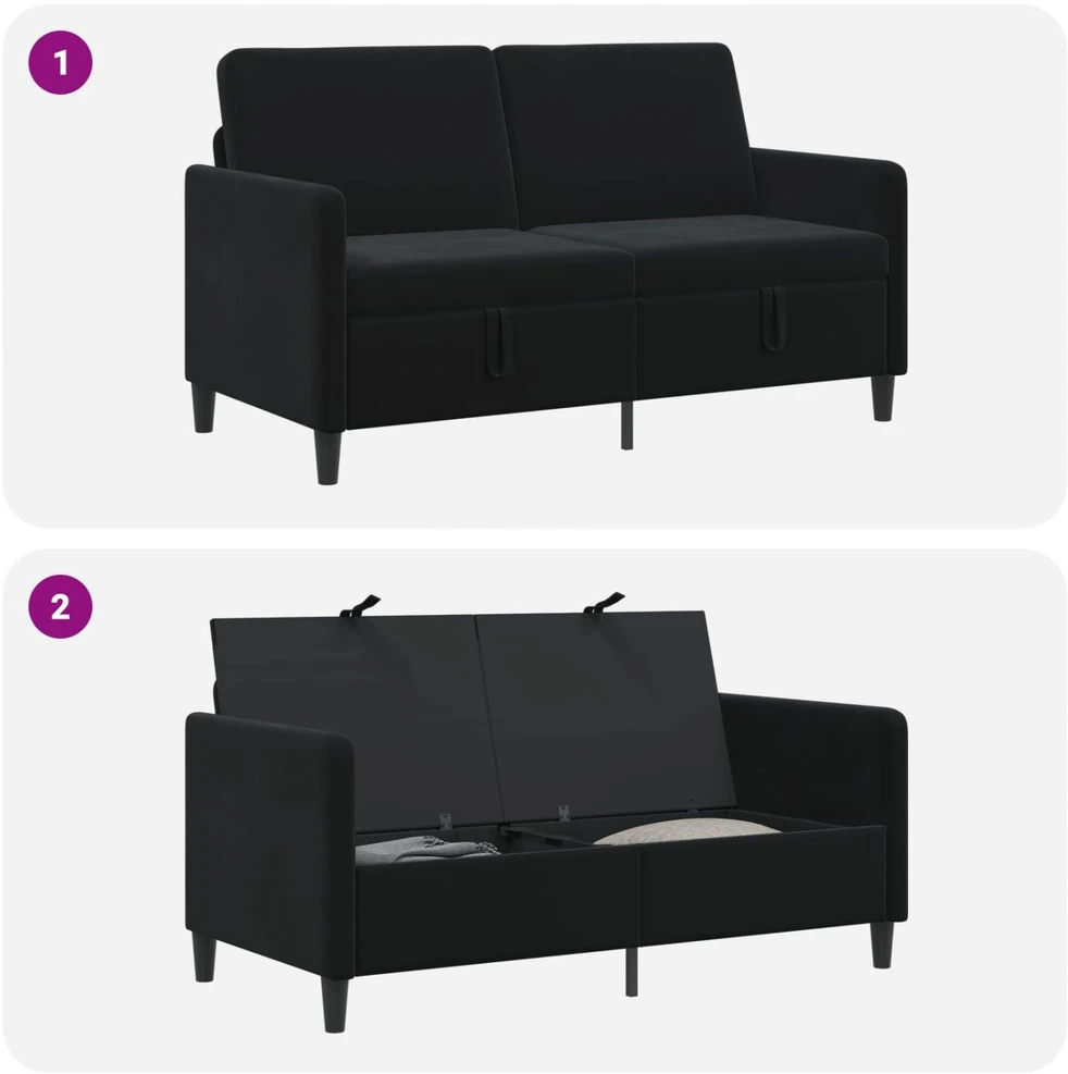Sofa su saugojimo vieta Juoda 152 x 78 x 87 cm Poliesteris
