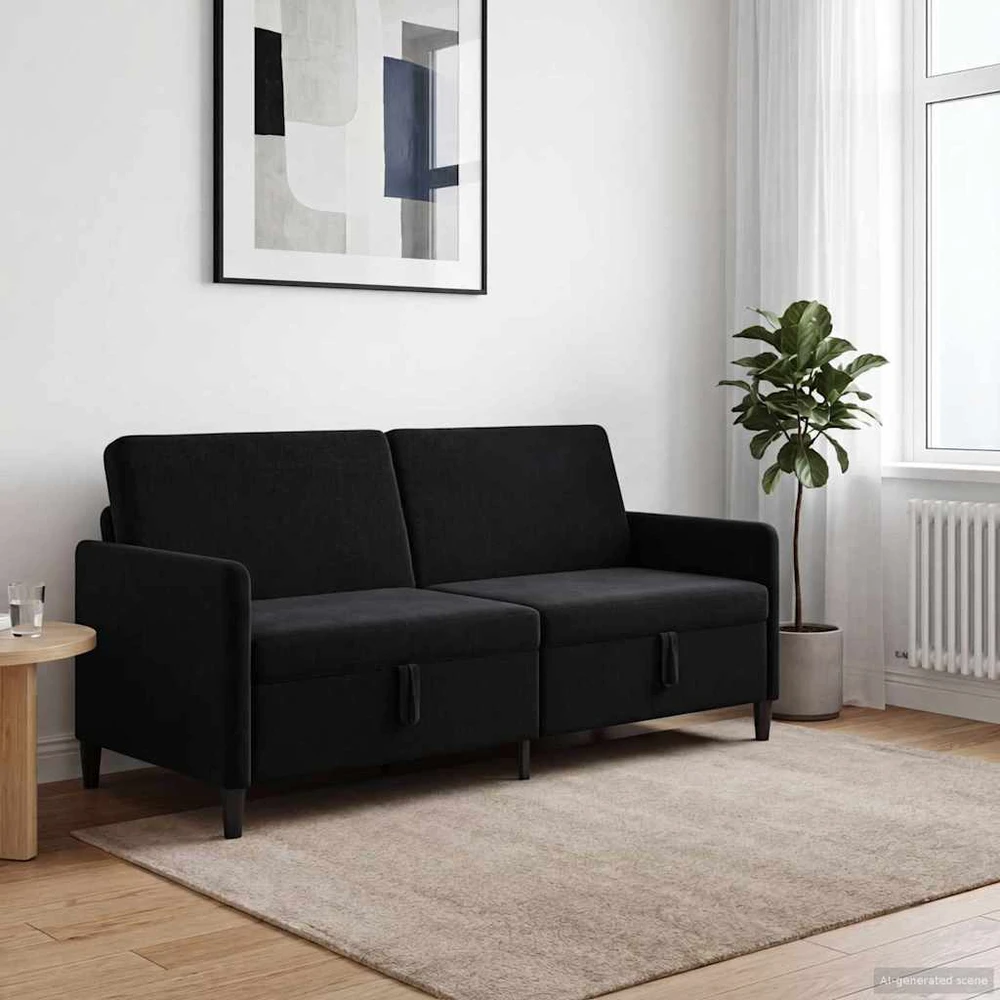Sofa su saugojimo vieta Juoda 192 x 78 x 87 cm Poliesteris
