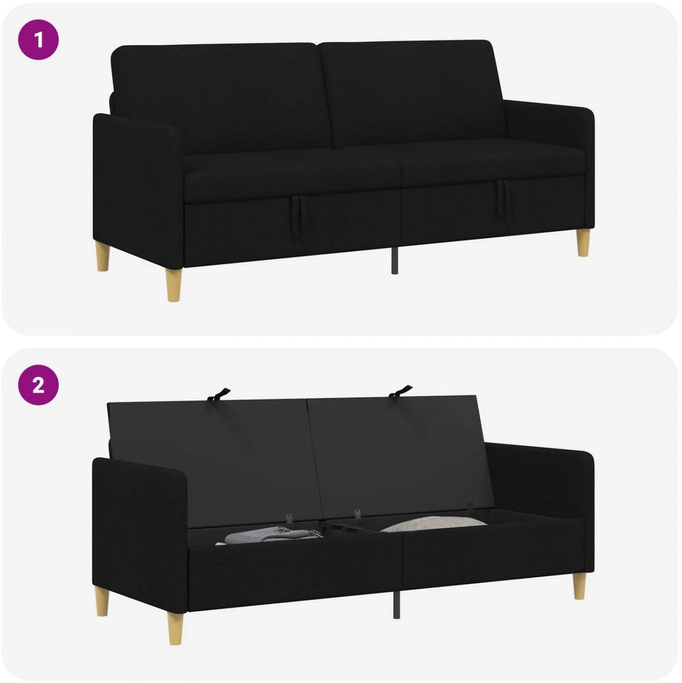 Sofa su saugojimo vieta Juoda 192 x 78 x 87 cm Poliesteris