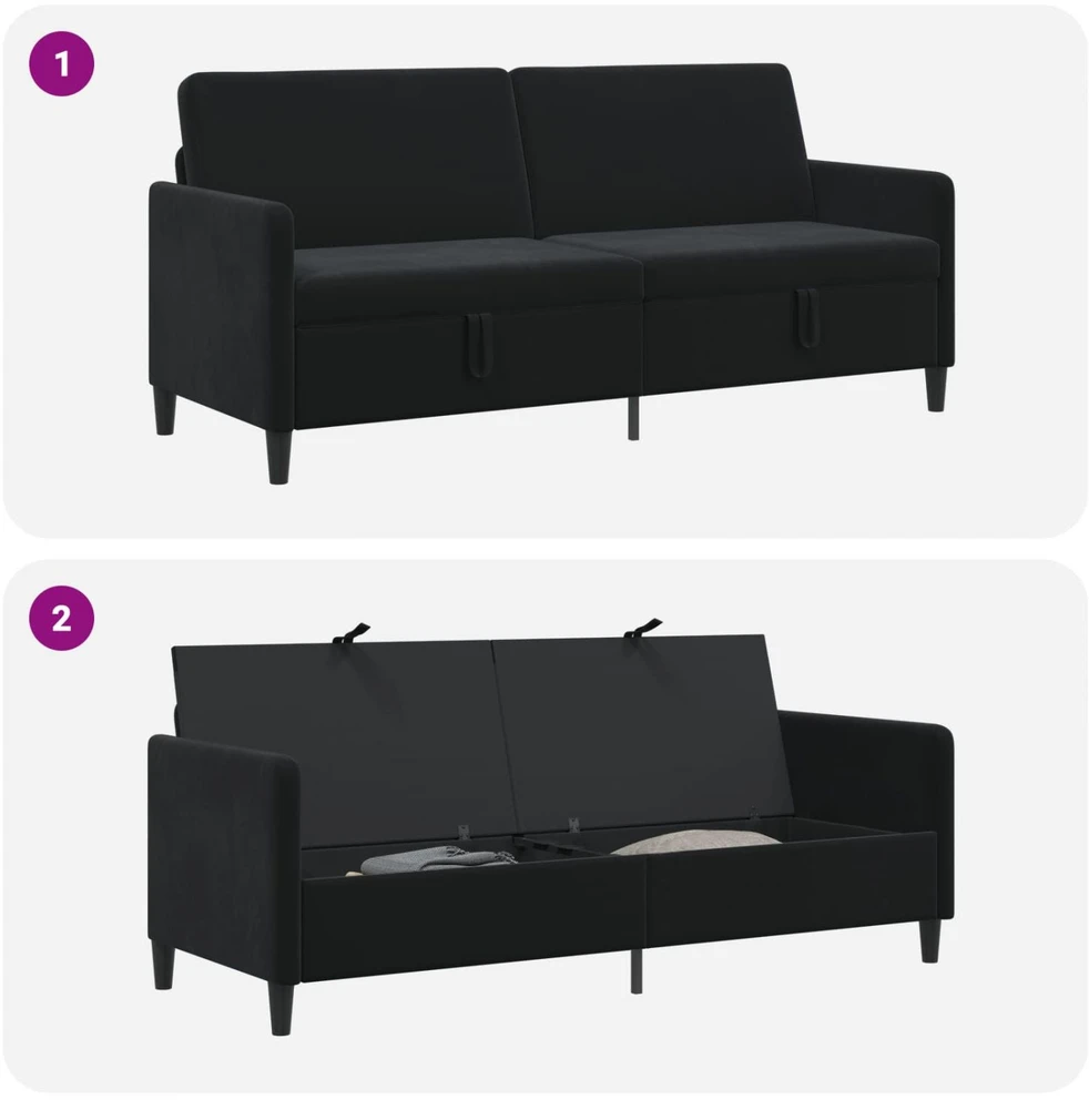 Sofa su saugojimo vieta Juoda 192 x 78 x 87 cm Poliesteris