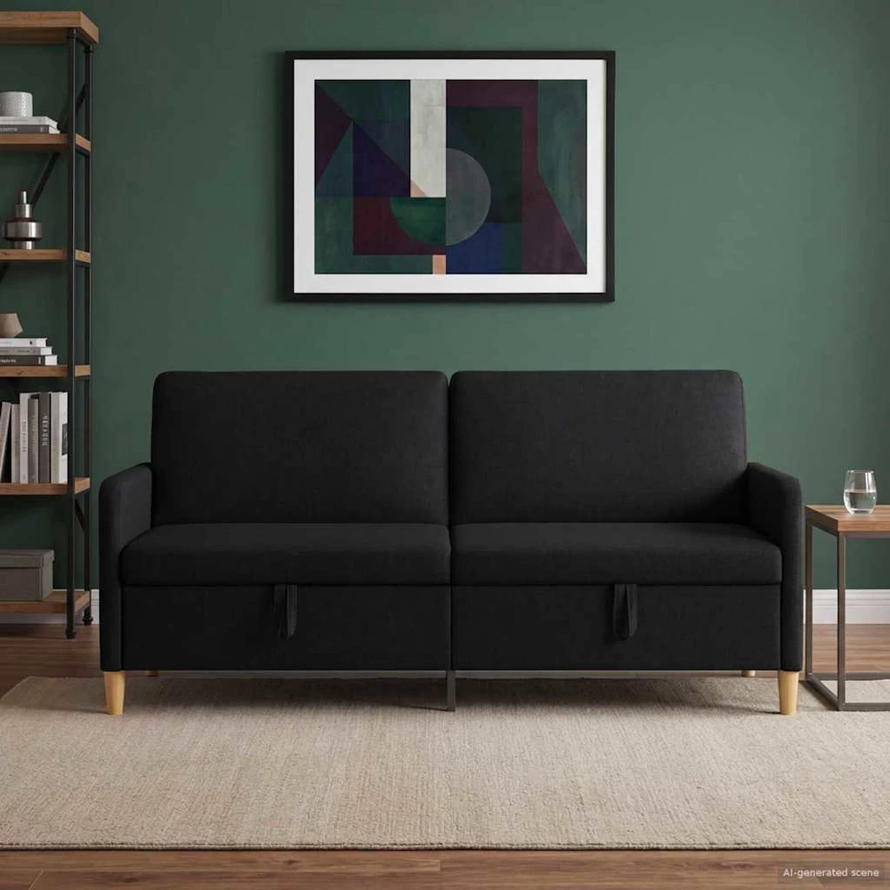 Sofa su saugojimo vieta Juoda 192 x 78 x 87 cm Poliesteris