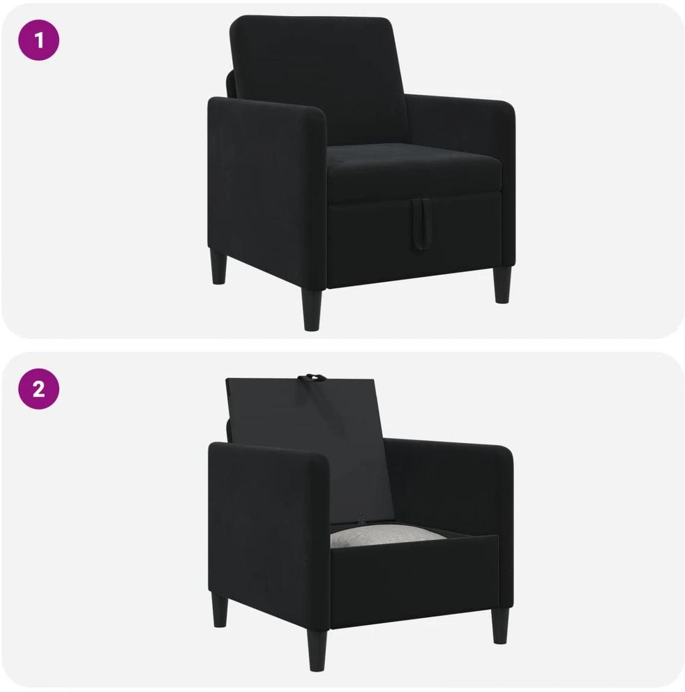 Sofa su saugojimo vieta Juoda 72 x 78 x 87 cm Poliesteris