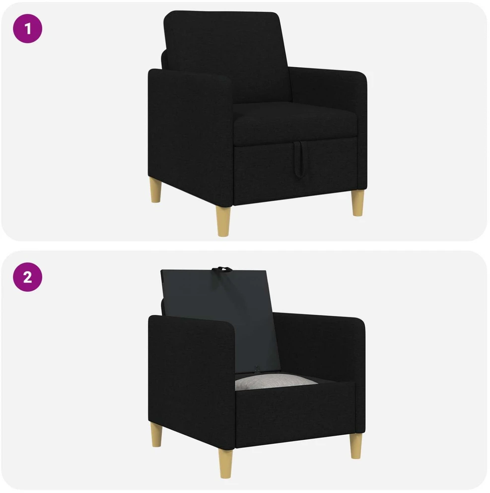 Sofa su saugojimo vieta Juoda 72 x 78 x 87 cm Poliesteris