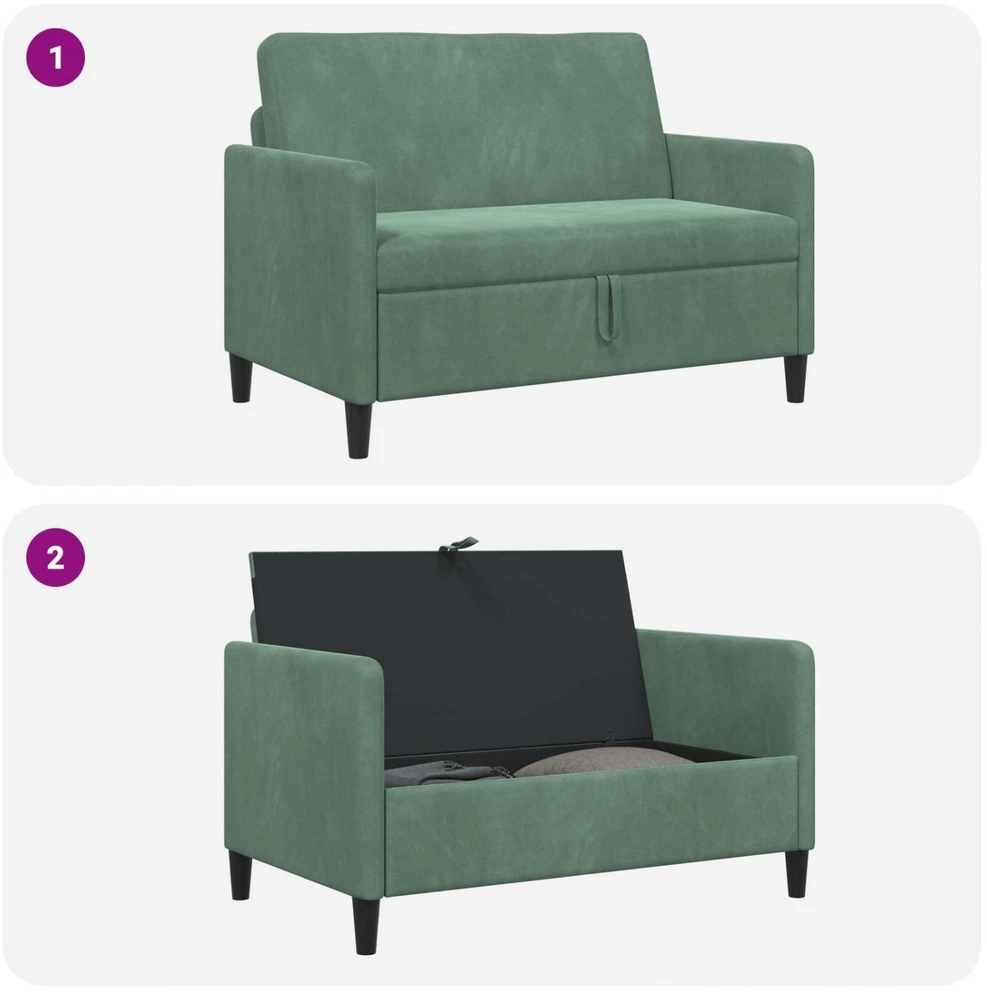 Sofa su saugojimo vieta Jūrinė žalia 122 x 78 x 87 cm