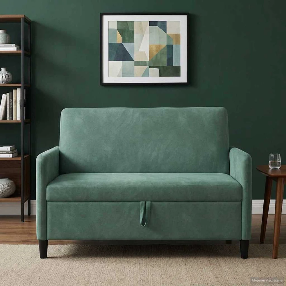 Sofa su saugojimo vieta Jūrinė žalia 122 x 78 x 87 cm