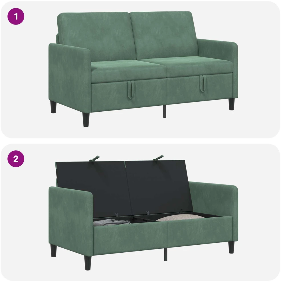 Sofa su saugojimo vieta Jūrinė žalia 152 x 78 x 87 cm
