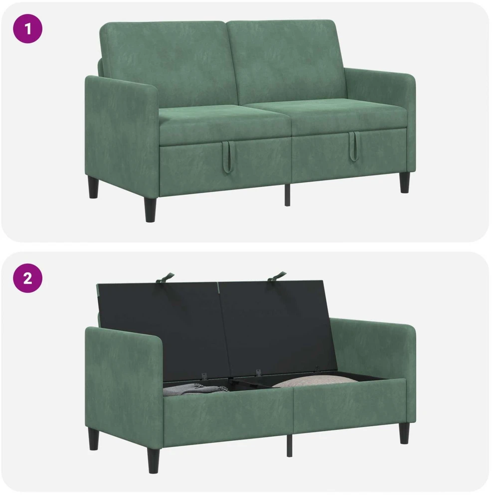 Sofa su saugojimo vieta Jūrinė žalia 152 x 78 x 87 cm