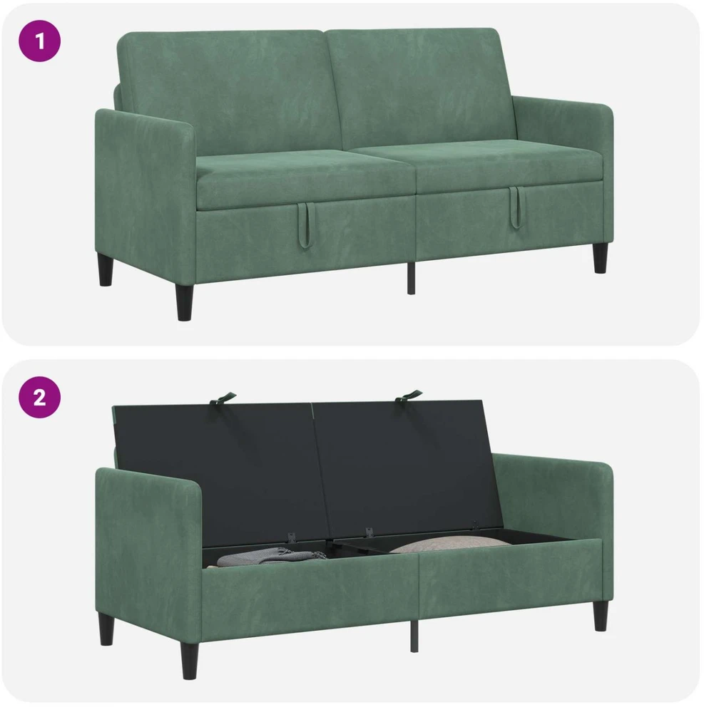 Sofa su saugojimo vieta Jūrinė žalia 172 x 78 x 87 cm