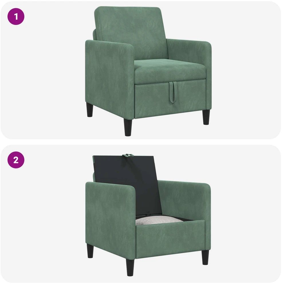 Sofa su saugojimo vieta Jūrinė žalia 72 x 78 x 87 cm