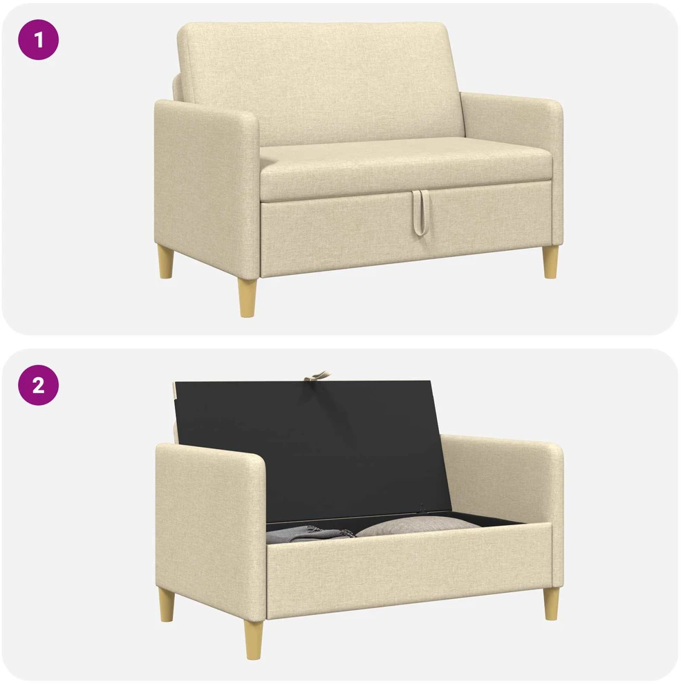 Sofa su saugojimo vieta Kreminė 122 x 78 x 87 cm Poliesteris
