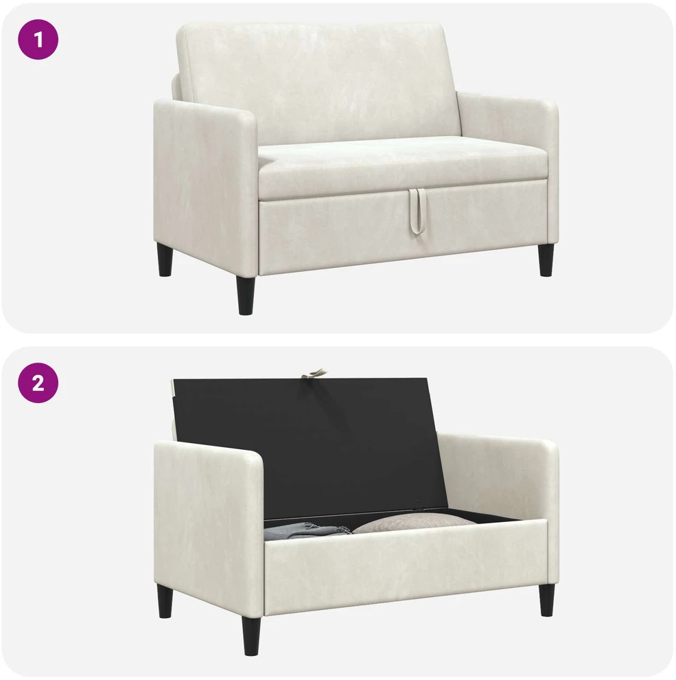 Sofa su saugojimo vieta Kreminė 122 x 78 x 87 cm Poliesteris