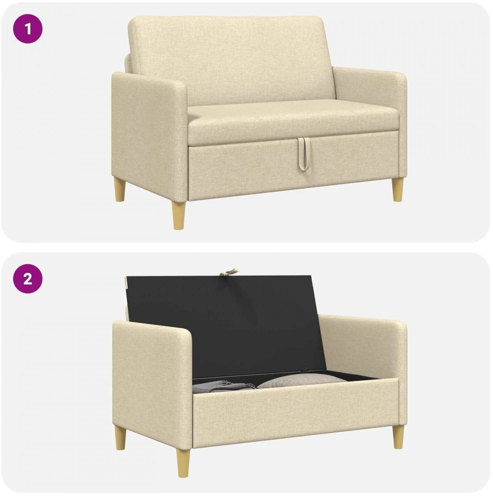 Sofa su saugojimo vieta Kreminė 122 x 78 x 87 cm Poliesteris