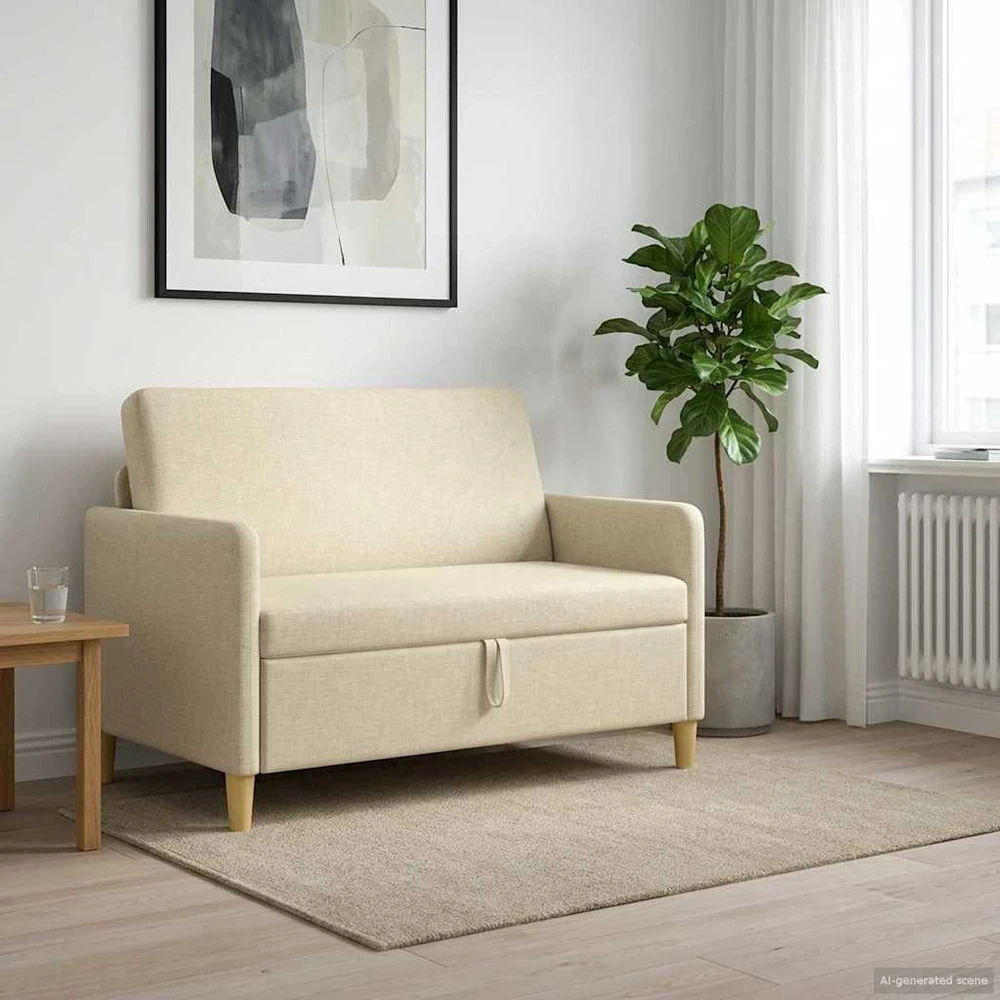 Sofa su saugojimo vieta Kreminė 122 x 78 x 87 cm Poliesteris