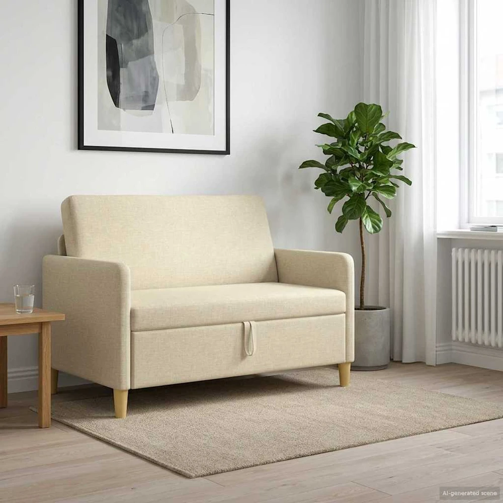 Sofa su saugojimo vieta Kreminė 122 x 78 x 87 cm Poliesteris