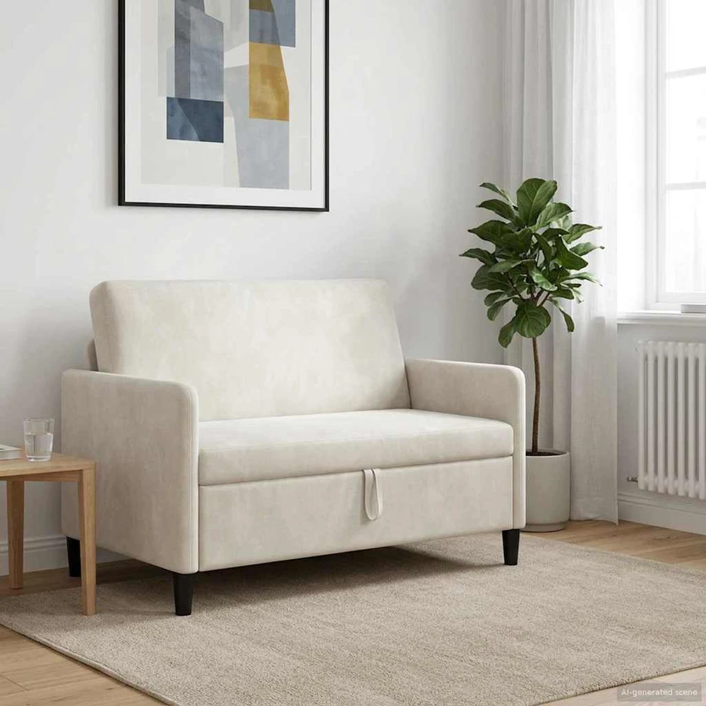Sofa su saugojimo vieta 2 vietos Kreminė 122 x 78 x 87 cm