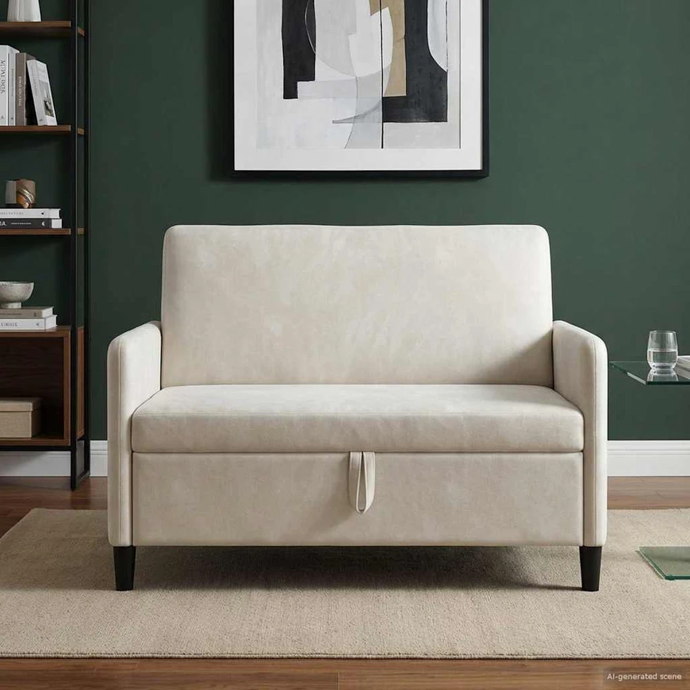 Sofa su saugojimo vieta Kreminė 122 x 78 x 87 cm Poliesteris