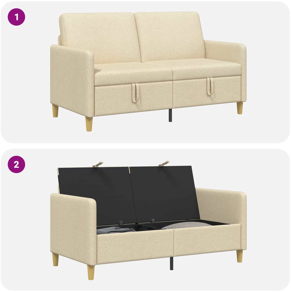 Sofa su saugojimo vieta Kreminė 152 x 78 x 87 cm Poliesteris