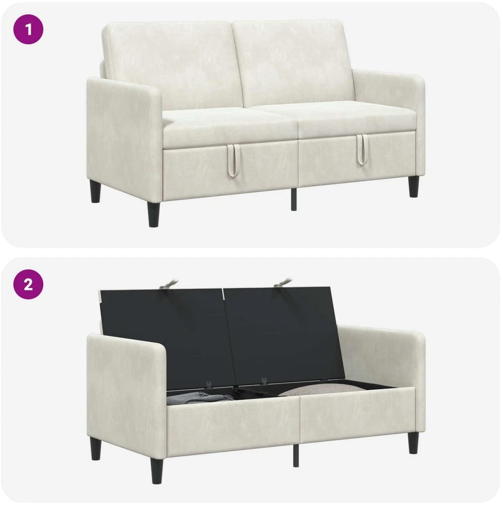 Sofa su saugojimo vieta Kreminė 152 x 78 x 87 cm Poliesteris