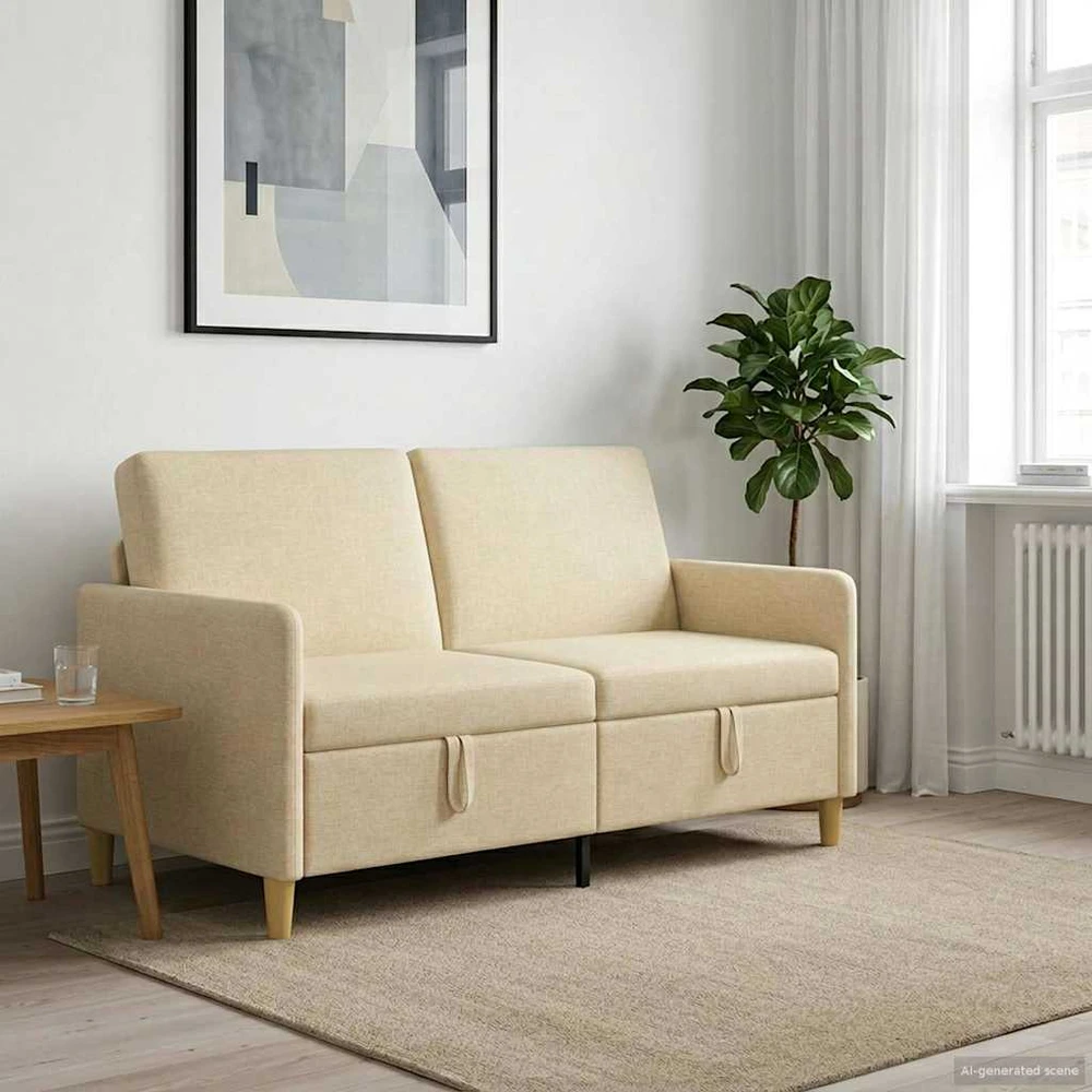 Sofa su saugojimo vieta Kreminė 152 x 78 x 87 cm Poliesteris