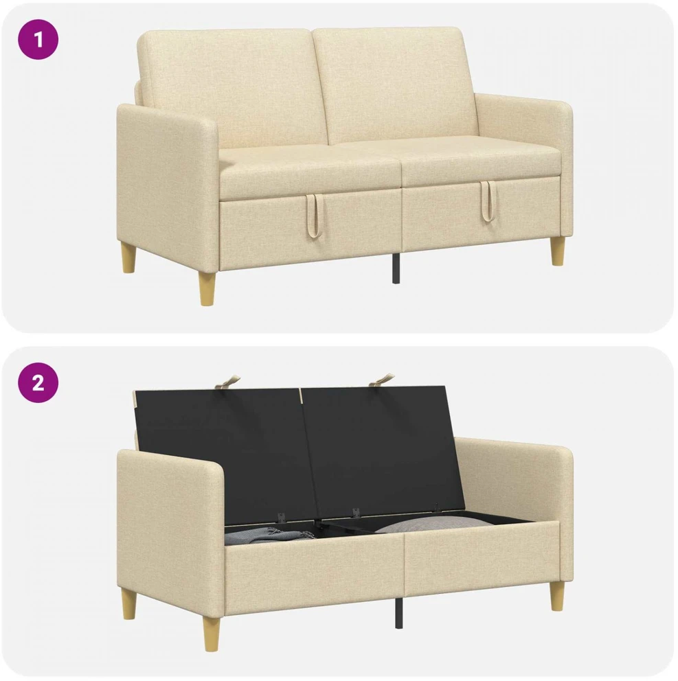 Sofa su saugojimo vieta Kreminė 152 x 78 x 87 cm Poliesteris