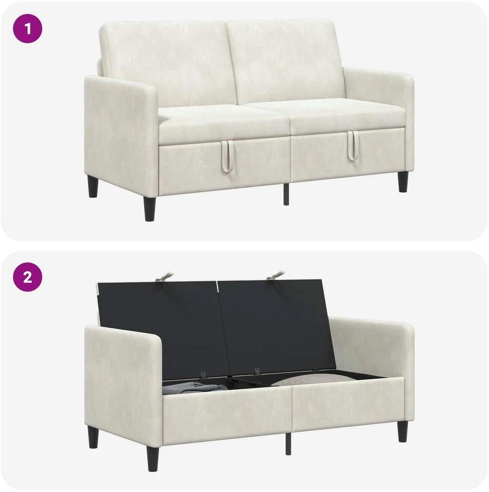 Sofa su saugojimo vieta Kreminė 152 x 78 x 87 cm Poliesteris