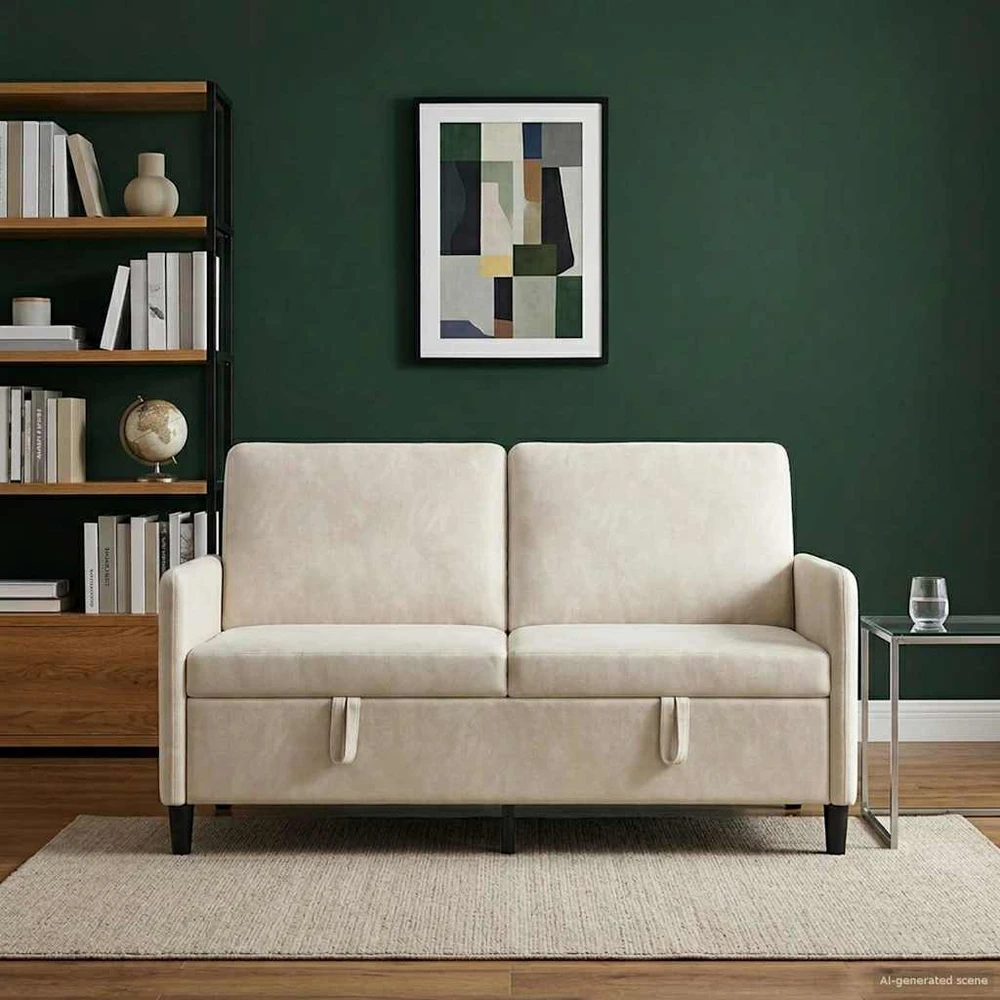 Sofa su saugojimo vieta Kreminė 152 x 78 x 87 cm Poliesteris