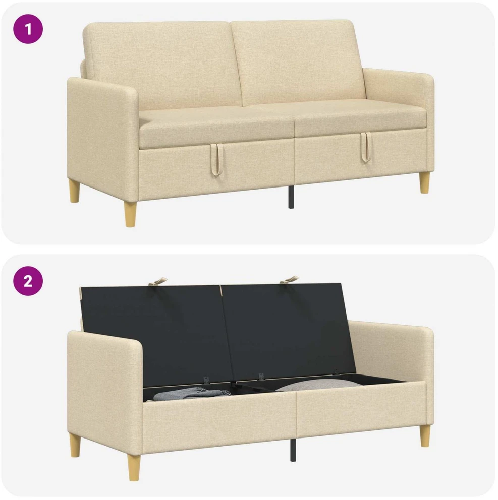 Sofa su saugojimo vieta Kreminė 172 x 78 x 87 cm Poliesteris