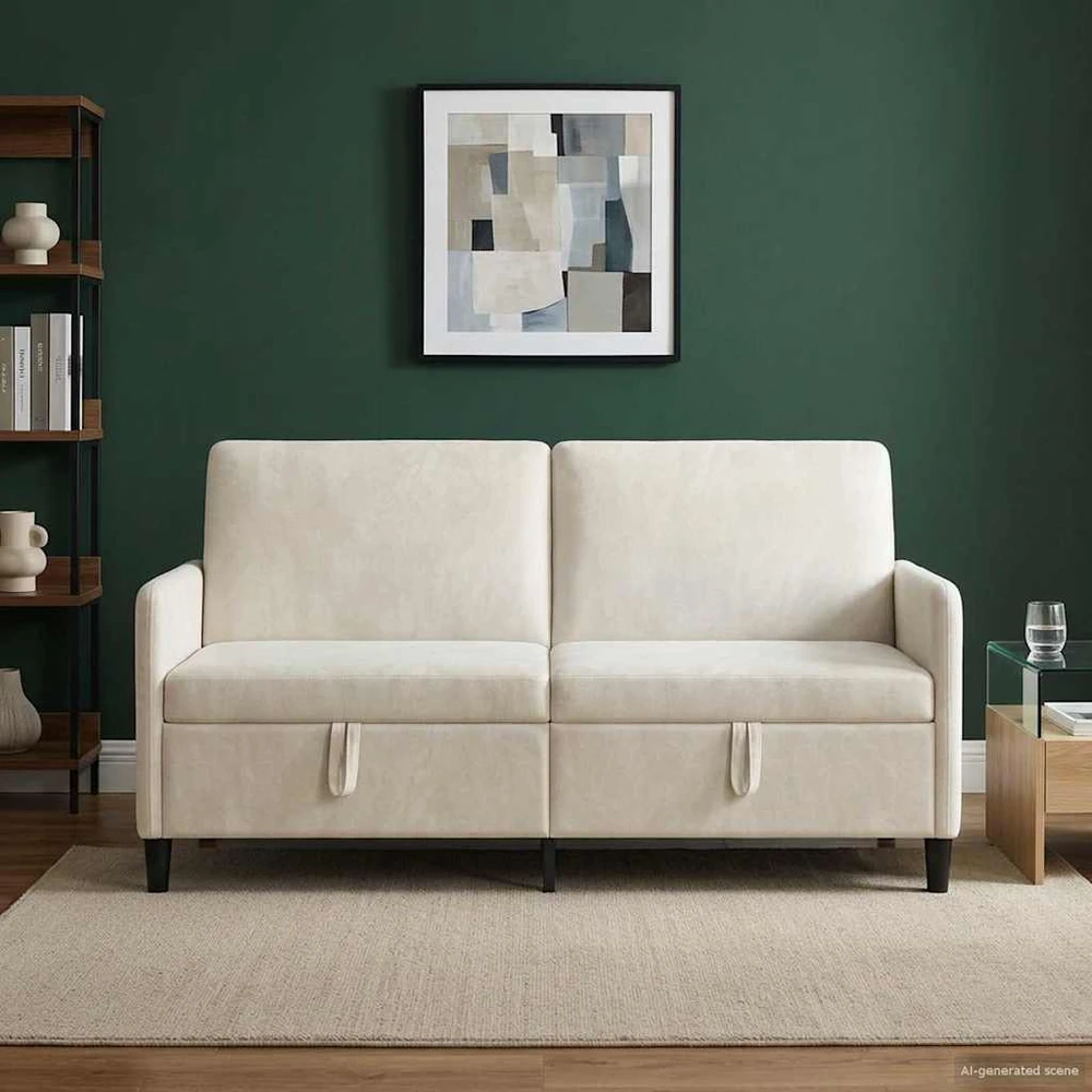 Sofa su saugojimo vieta Kreminė 172 x 78 x 87 cm Poliesteris