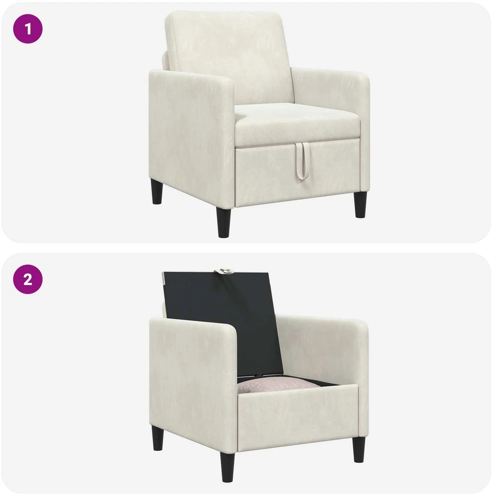 Sofa su saugojimo vieta Kreminė 72 x 78 x 87 cm Poliesteris