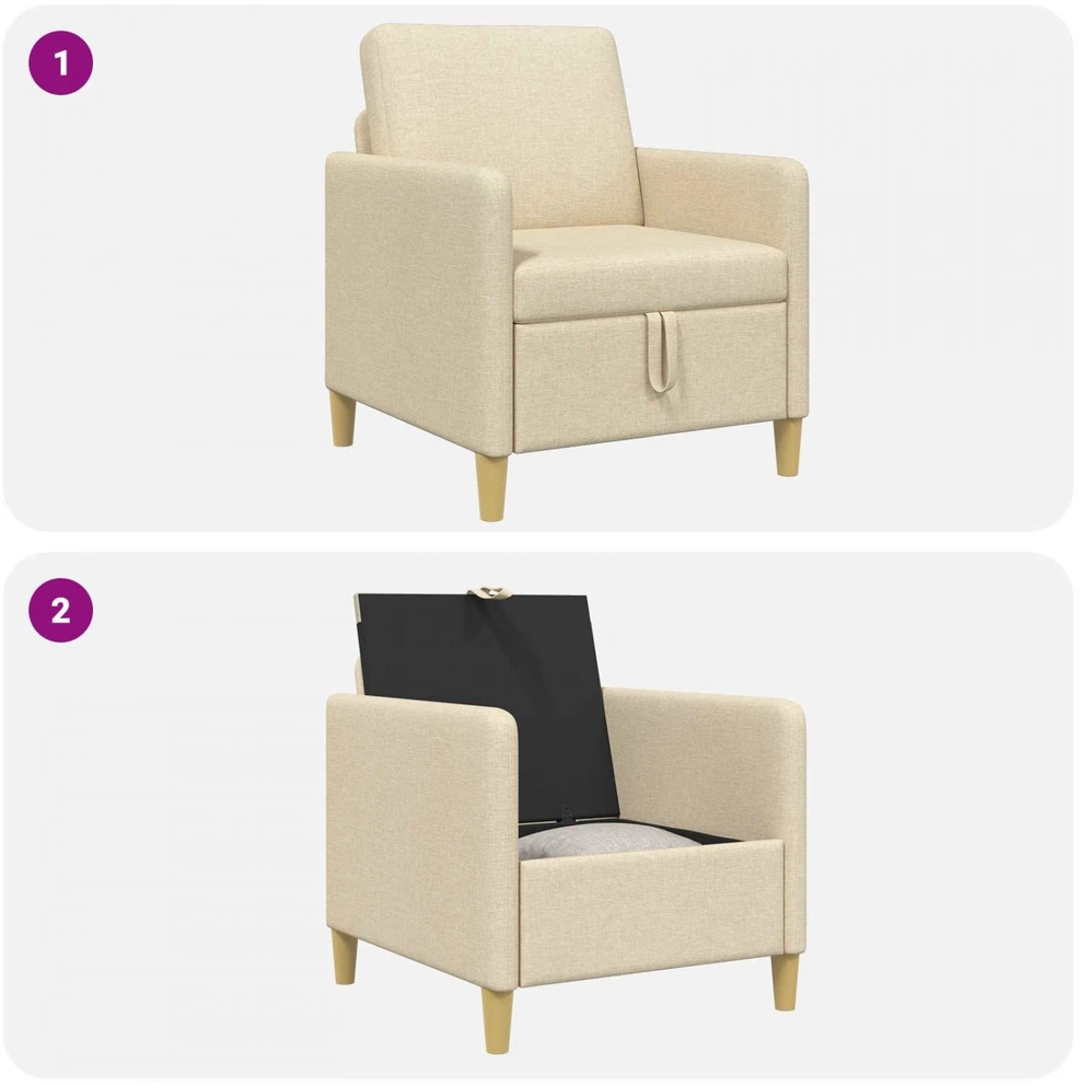 Sofa su saugojimo vieta Kreminė 72 x 78 x 87 cm Poliesteris