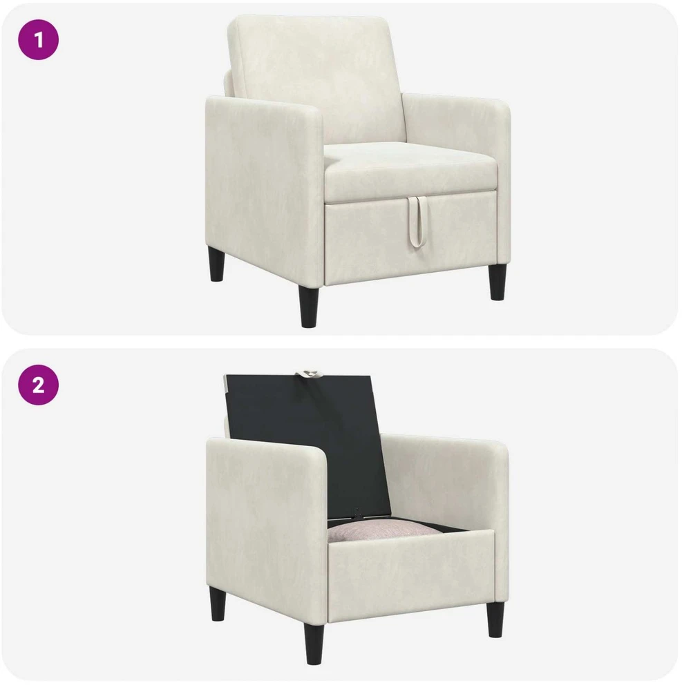 Sofa su saugojimo vieta Kreminė 72 x 78 x 87 cm Poliesteris