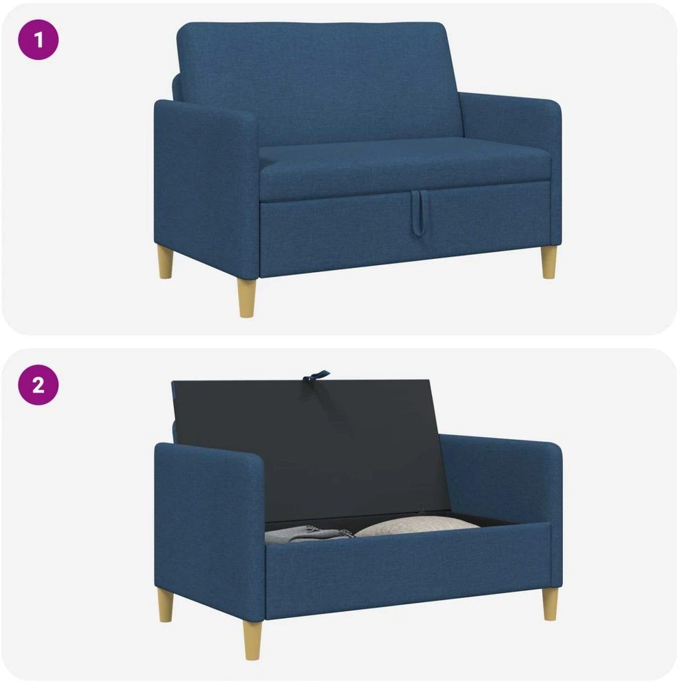 Sofa su saugojimo vieta Mėlyna 122 x 78 x 87 cm Poliesteris