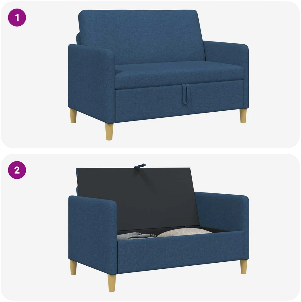 Sofa su saugojimo vieta Mėlyna 122 x 78 x 87 cm Poliesteris