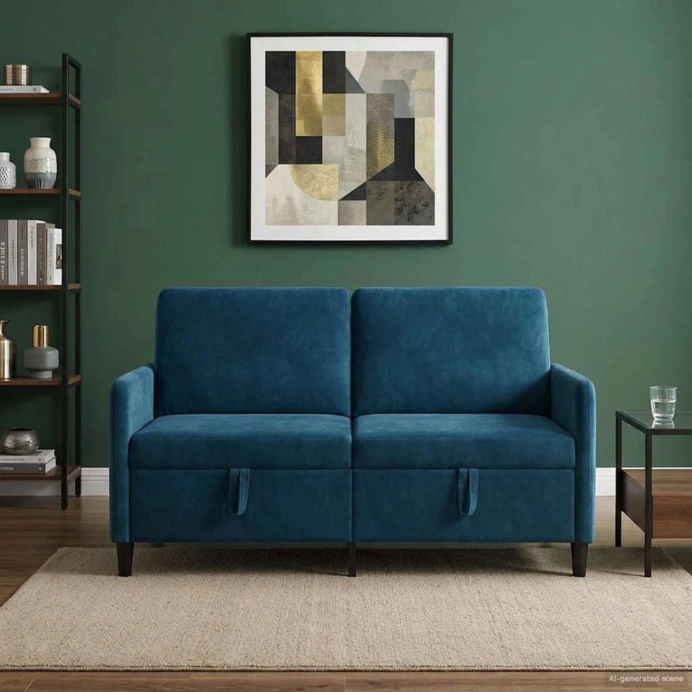 Sofa su saugojimo vieta Mėlyna 152 x 78 x 87 cm Poliesteris