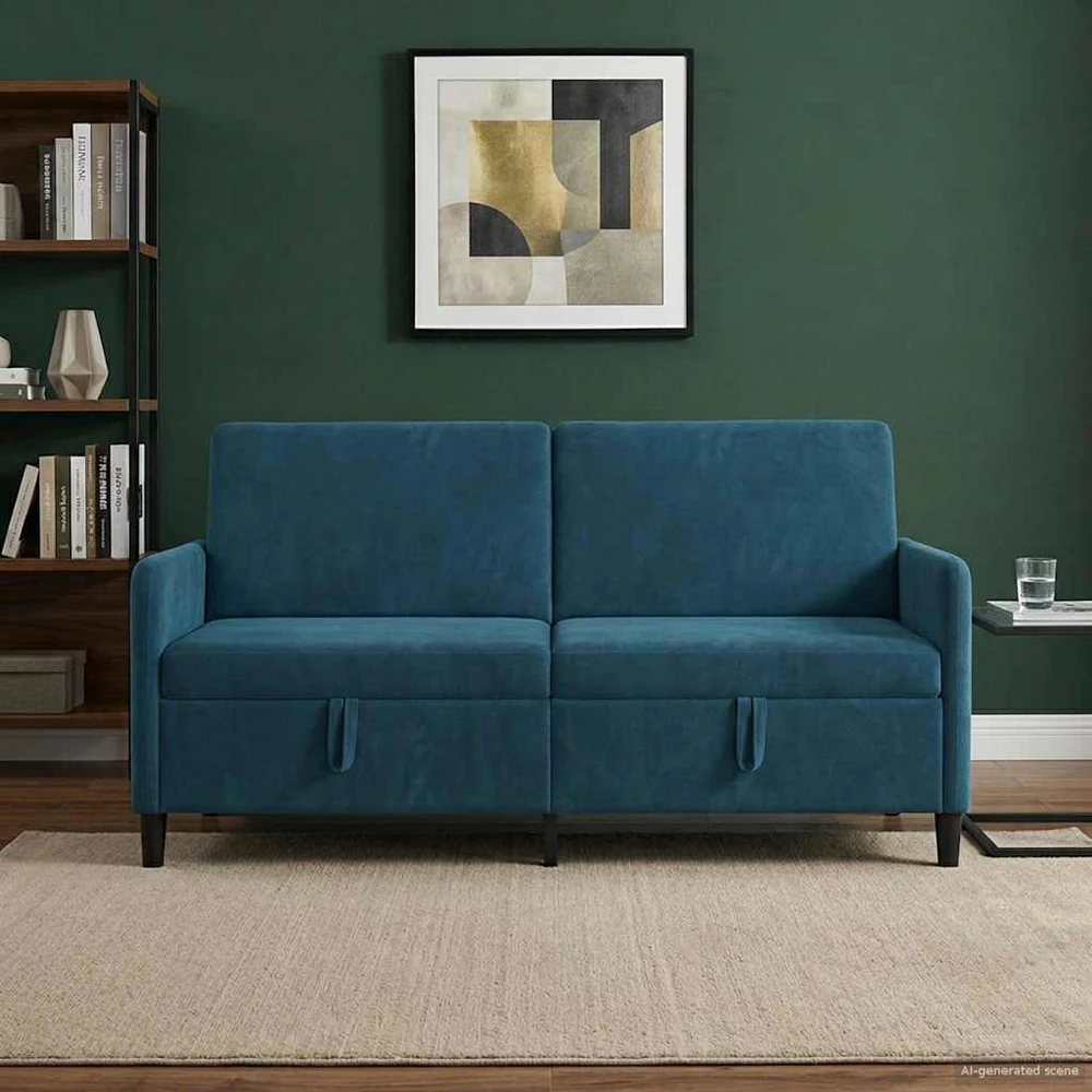Sofa su saugojimo vieta 3 vietos Mėlyna 172 x 78 x 87 cm