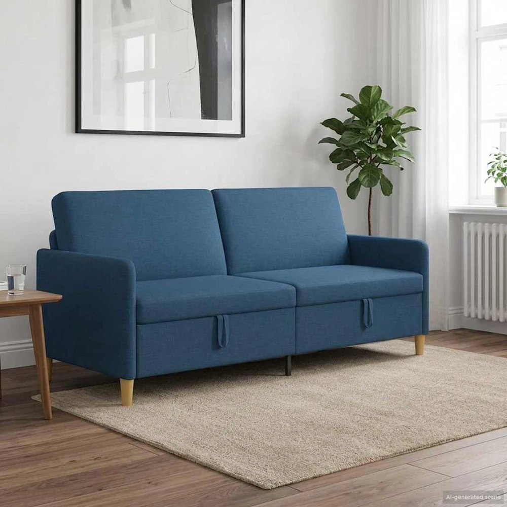 Sofa su saugojimo vieta Mėlyna 192 x 78 x 87 cm Poliesteris