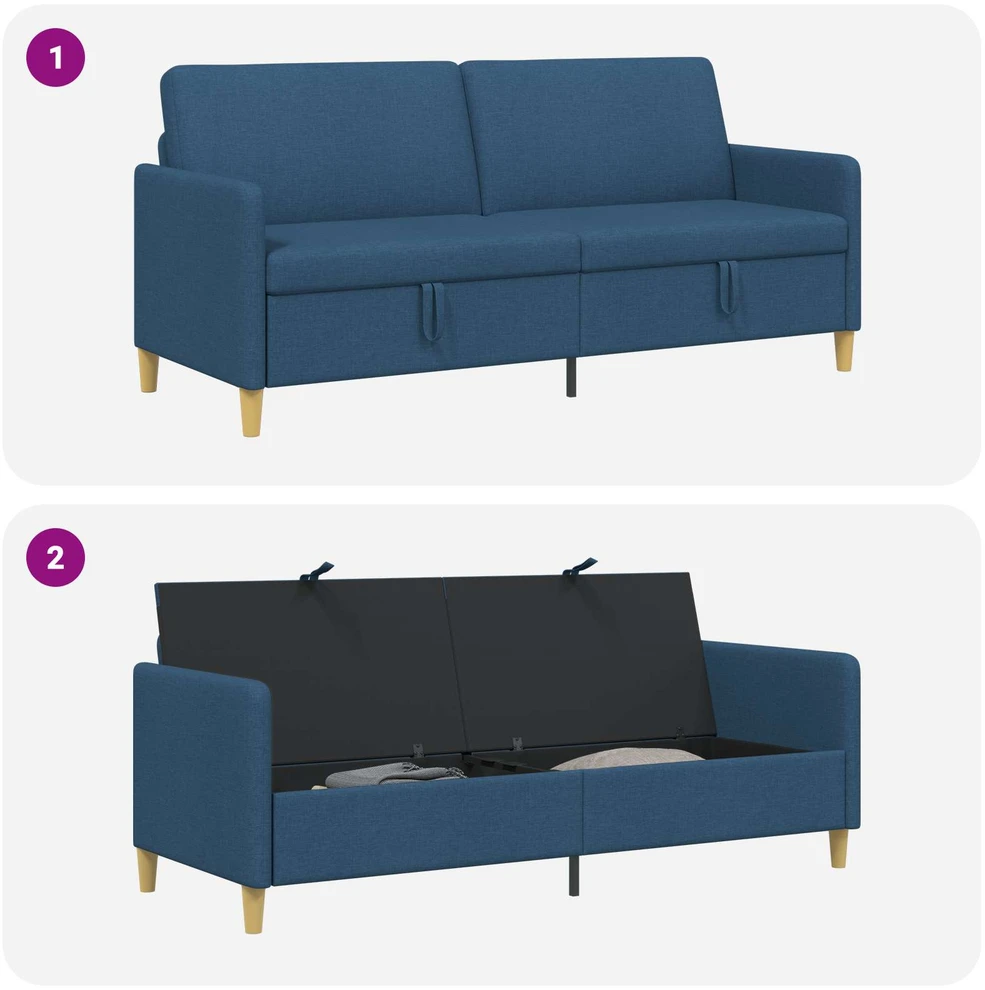 Sofa su saugojimo vieta Mėlyna 192 x 78 x 87 cm Poliesteris