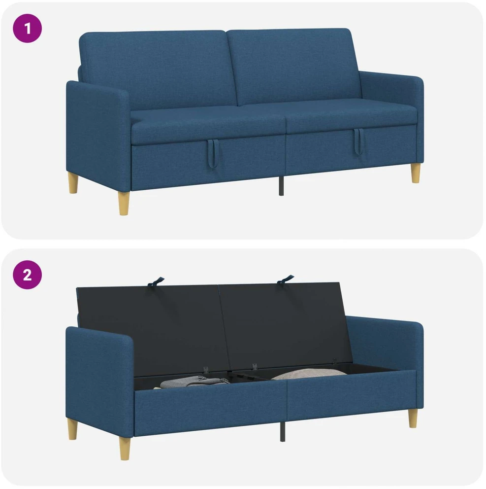 Sofa su saugojimo vieta Mėlyna 192 x 78 x 87 cm Poliesteris