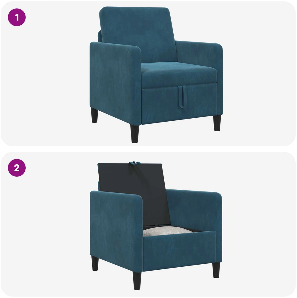 Sofa su saugojimo vieta Mėlyna 72 x 78 x 87 cm Poliesteris