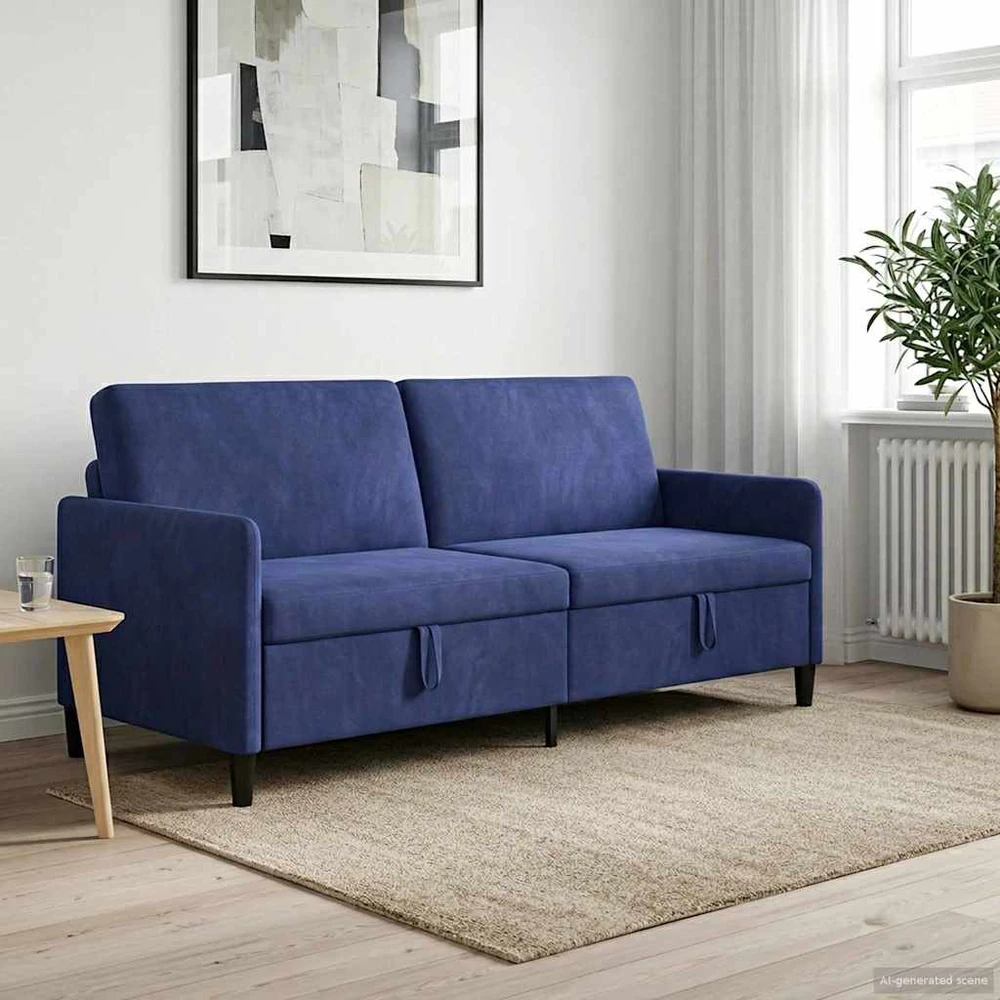 Sofa su saugojimo vieta Policijos mėlyna 192 x 78 x 87 cm