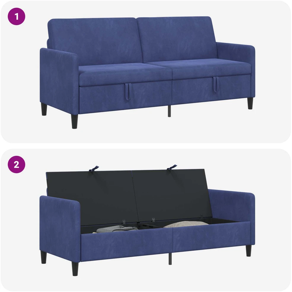 Sofa su saugojimo vieta Policijos mėlyna 192 x 78 x 87 cm