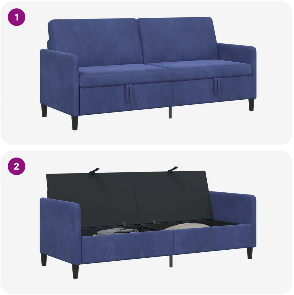 Sofa su saugojimo vieta Policijos mėlyna 192 x 78 x 87 cm