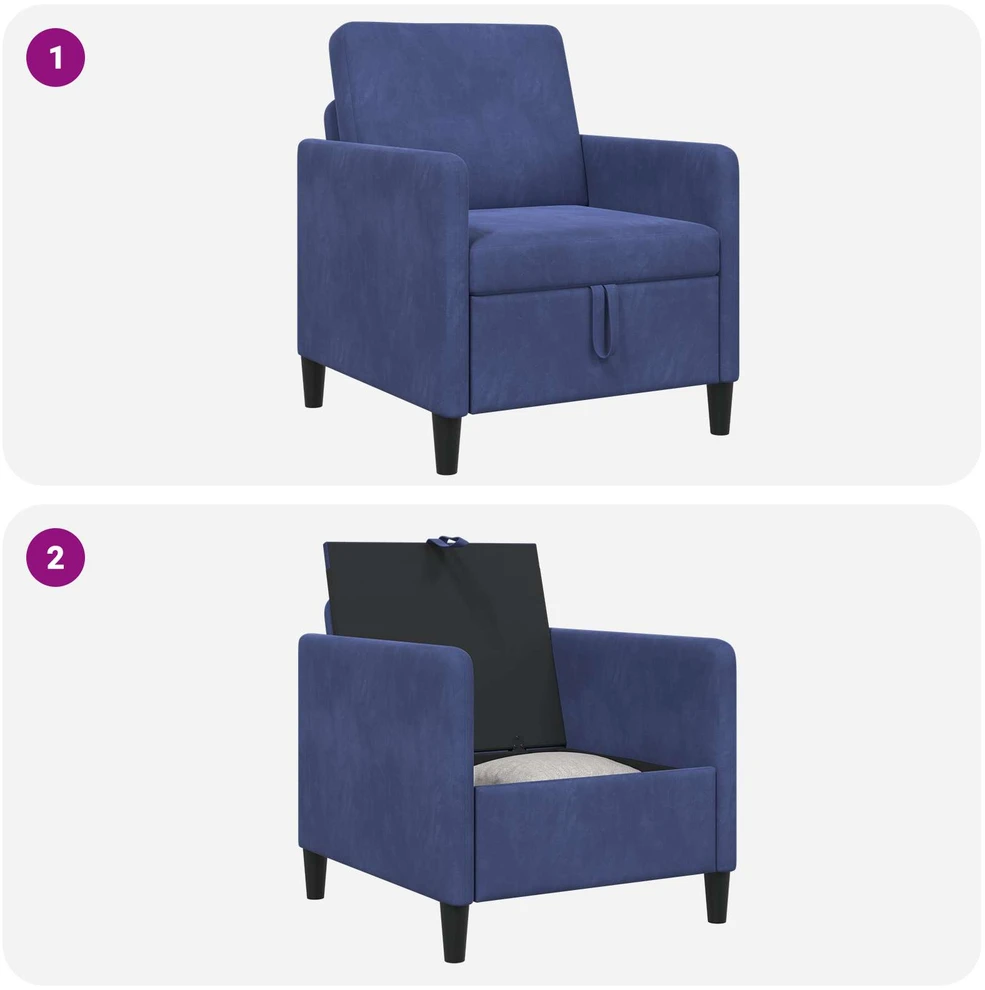 Sofa su saugojimo vieta Policijos mėlyna 72 x 78 x 87 cm