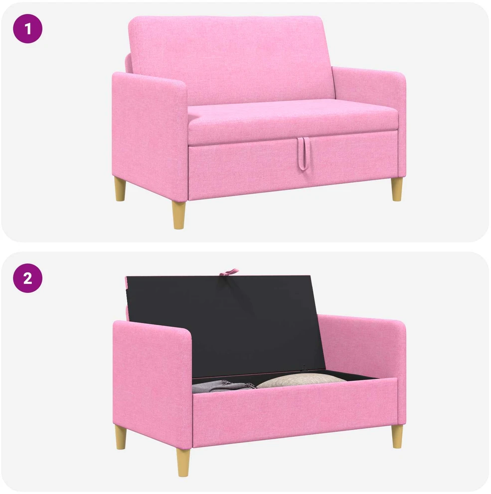 Sofa su saugojimo vieta Rožinė 122 x 78 x 87 cm Poliesteris
