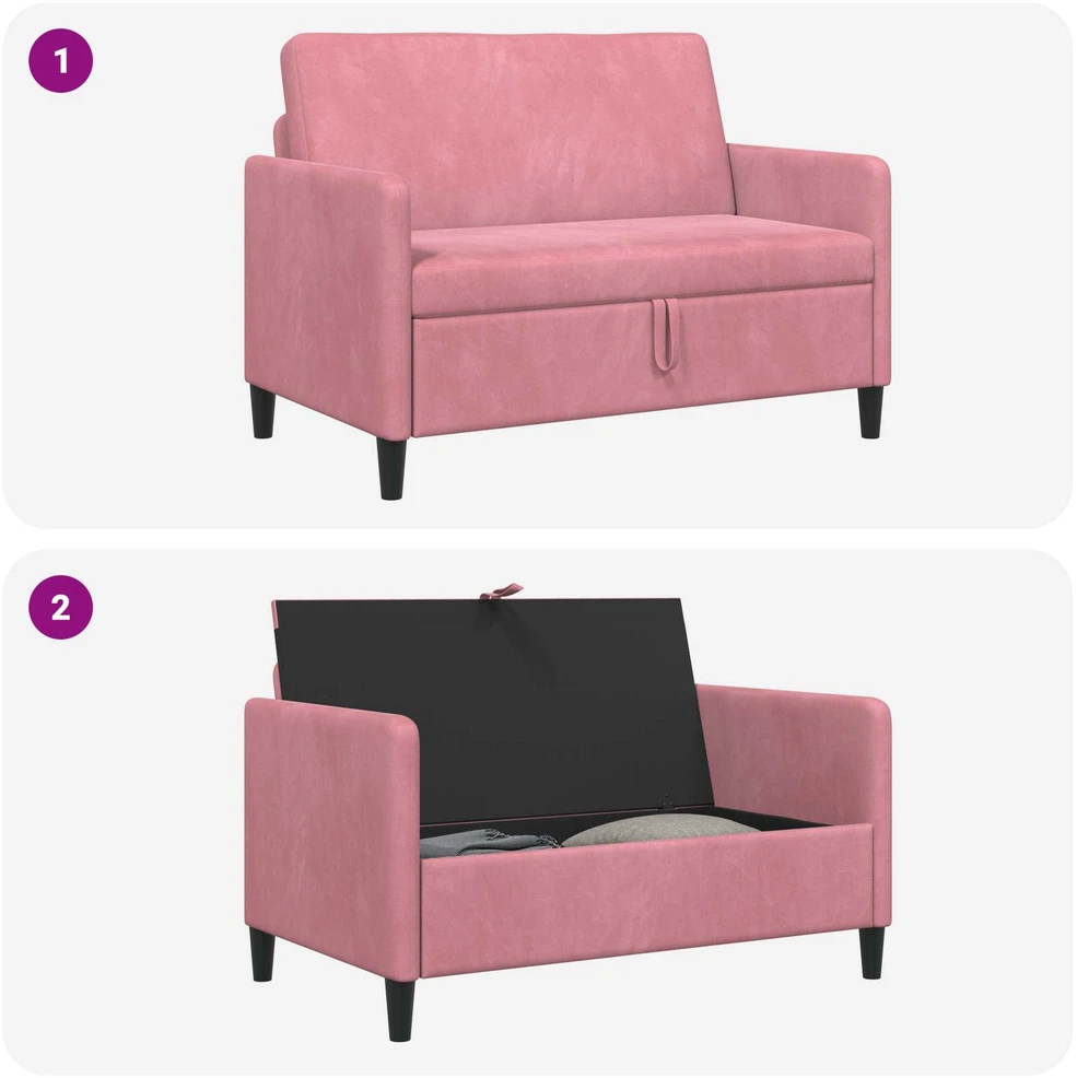 Sofa su saugojimo vieta Rožinė 122 x 78 x 87 cm Poliesteris