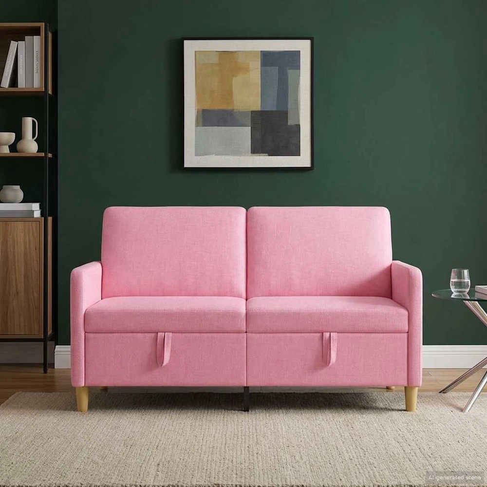 Sofa su saugojimo vieta Rožinė 152 x 78 x 87 cm Poliesteris
