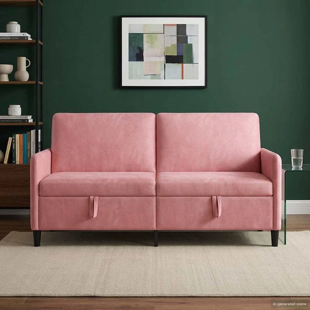 Sofa su saugojimo vieta 3 vietos Rožinė 172 x 78 x 87 cm