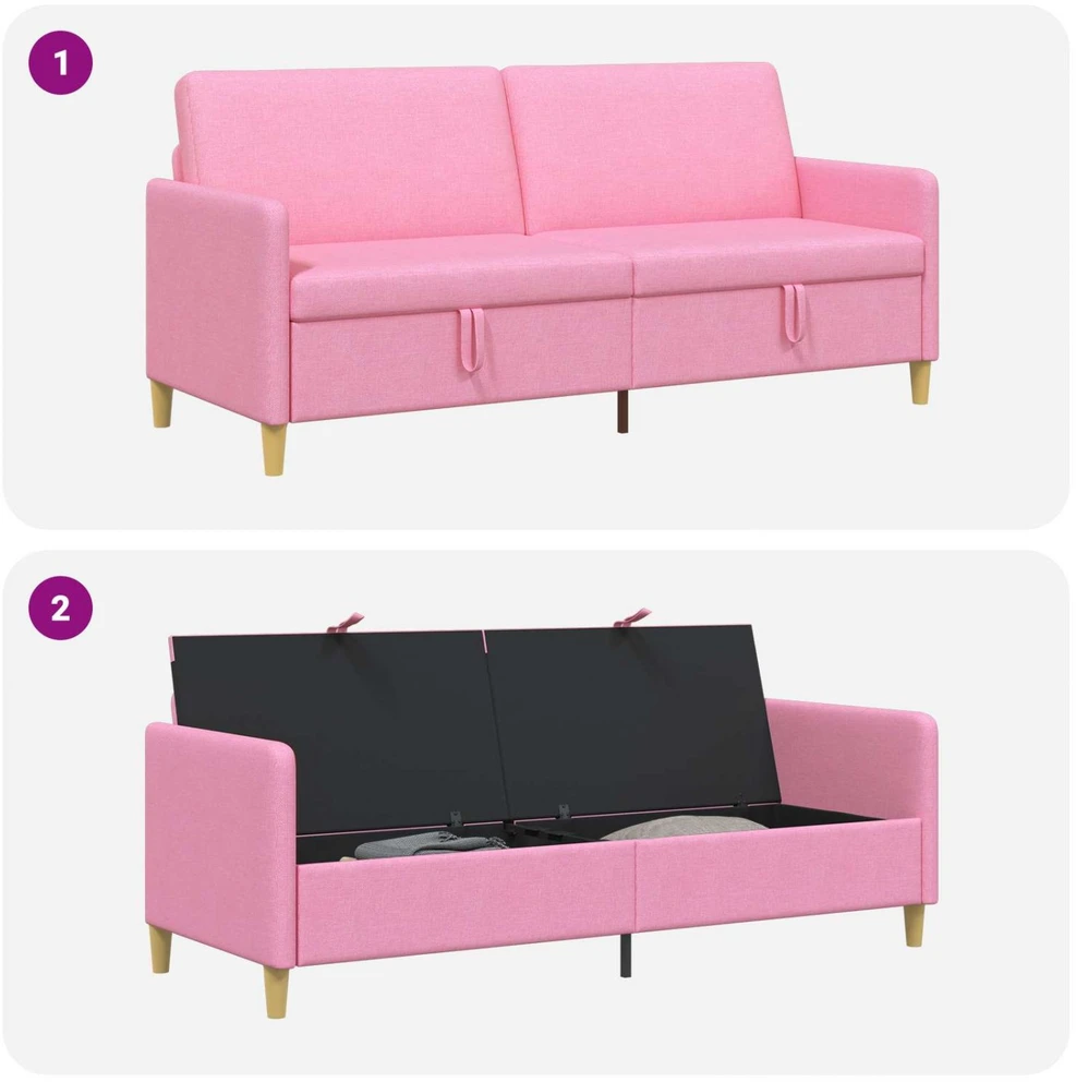 Sofa su saugojimo vieta Rožinė 192 x 78 x 87 cm Poliesteris