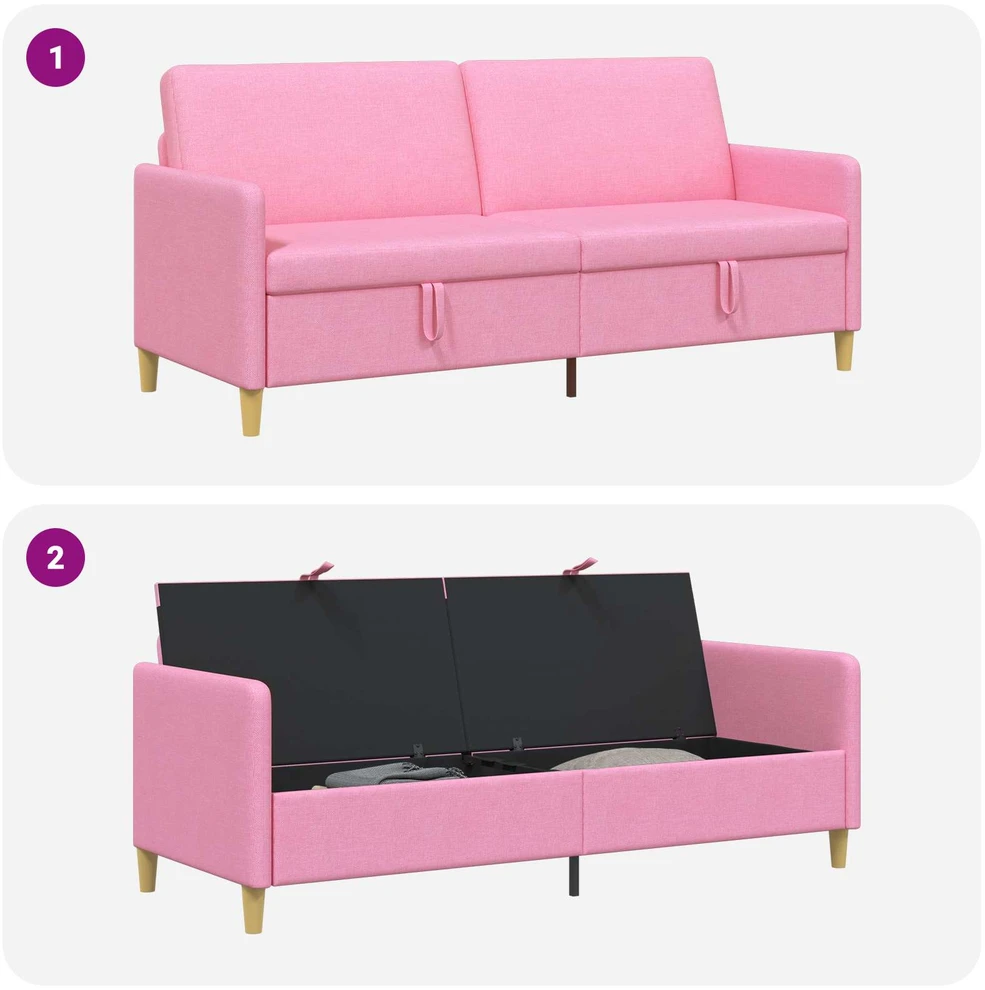 Sofa su saugojimo vieta Rožinė 192 x 78 x 87 cm Poliesteris